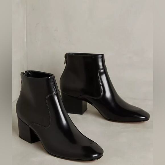 Rachel Comey Luna Black Leather Zip Heel Ankle Boots Size 7.5 - Picture 1 of 7